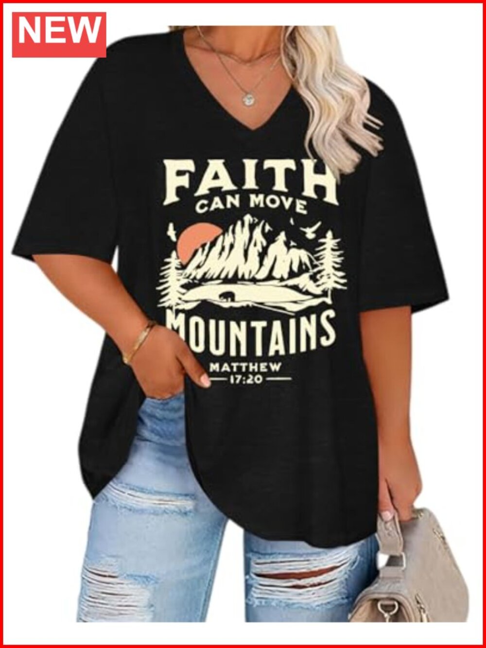 Plus Size Oversized Graphic Tee V-Neck Short Sleeve Polyester Blend